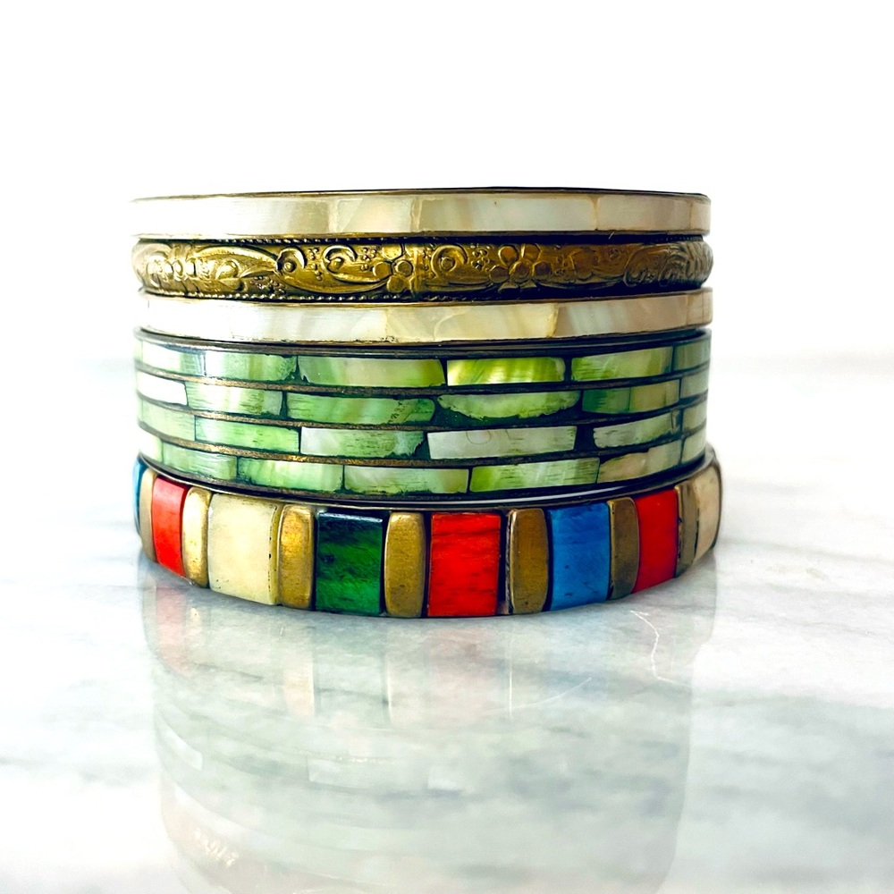 3 Stackable Vintage Brass Bangles - image 1